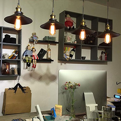 Retro Style schwarz Metall Deckenlampe Pendelleuchte Lampenschirm Hängelampe Shade Easy Fit für Leuchtmittel E27 - 7