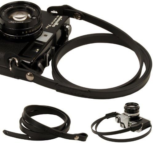 Black whole leather Camera neck shoulder strap for Film SLR DSLR RF Leica Digital