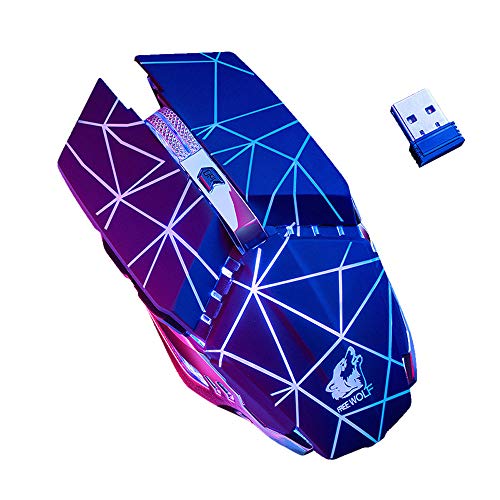Sodoop 2.4GHz Wireless Mute Rechargeable Mouse 7 Color Led Backlit 1600DPI Mechanical Gaming Mouse for Pc Laptop (D)
