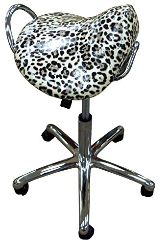 Groom Professional Leopard Print Adjustable Salon Saddle Stool