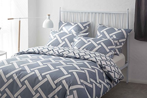 AYSW Reversible Printed 3 PCS Duvet Cover Set Double Brushed Microfiber Geometric Bedding Duvet Cover with 2 Pillowcases