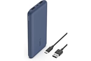 Belkin USB-C-Powerbank (10.000 mAh, 1 USB-C-Port und 2 USB-A-Ports zum Laden von iPhone, AirPods, iPad, Android- oder Anderen Geräten mit bis zu 15 W) - Blau