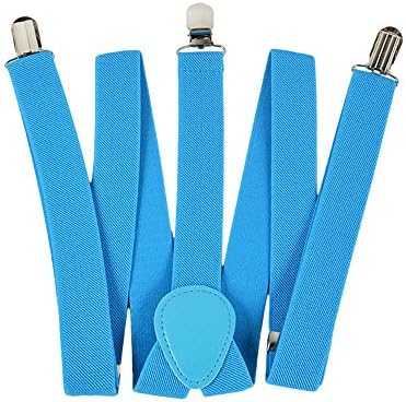 Szaerfa Men/Women's Unisex Adjustable Clip-on Braces Y-back Elastic Suspenders (sky blue)