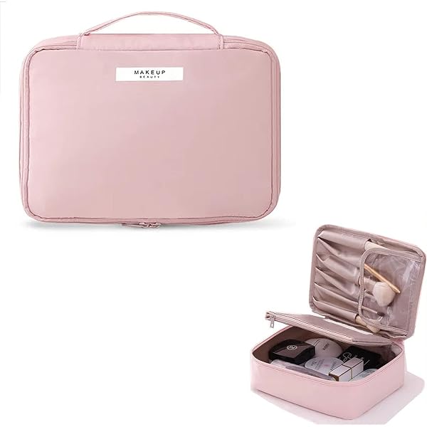 Demiawaking Pochette Porta Trucchi In Poliestere Con Stampa Lettere - Piccola Borsa Da Toilette Da Viaggio, 22x13 Cm