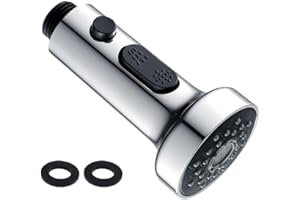 JaneYi Kitchen Tap Spray Head 3-Functions Pull Out Faucet Head Replacement Part Universal G1/2 Sink Tap Spray Nozzle Attachment for Pull Down Kitchen Bathroom Mixer Faucet