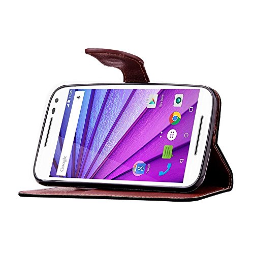 HUANGTAOLI Custodia in pelle Protettiva Portafoglio Flip Case Cover per Motorola Moto G 4G 3 Generazione Smartphone,Display 5 Pollici