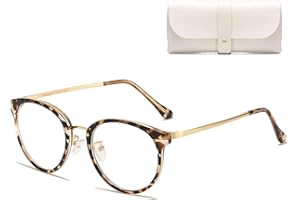 Cleoxyge Blaulichtfilter Brille Ohne Sehstärke für Damen-Herren,Metallrahmen Anti Blaulicht UV400-Schutz PC Gaming Mit Brillenetuis und Brillenputztuch Fake Brille