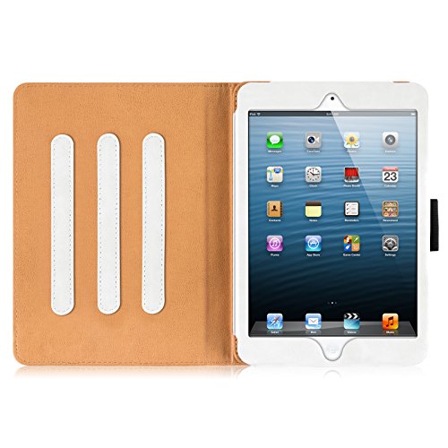 iPad Mini Hülle – JAMMYLIZARD Ledertasche Smart Cover mit Standfunktion für iPad Mini 4. 3. 2. & 1. Generation, WEIß & HONIG - 6