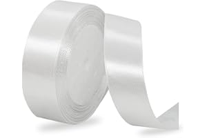 IMSOLDECOR Satinbands Weiß 25mm Breit, 23 Meters Weiss Geschenkband Schleifenband für Geschenkverpackungen, DIY-Basteleien, Blumensträuße, Nähprojekte, Schleifenherstellung, Geburtstags und Hochzeitsdekorationen