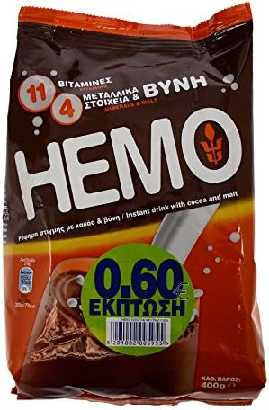 HEMO CHILDREN COCOA DRINK POWDER BAG 400 g with malt, vitamins and minerals