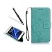 Produktbild Galaxy J3 2017 Blumen Lederhülle,Flip Hülle für Samsung Galaxy J3 2017,Leeook Retro Elegant Schön Blau Schmetterling Blumen Muster Weich Silikon Back Cover Pu Leder Magnetverschluss Wallet Handytasche im Bookstyle mit Ständerfunktion und Kartenfächer Prägung Buterfly Flower Strap/Lanyard Leder Schutzhülle Brieftasche Etui für Samsung Galaxy J3 2017+1xSchwarz Eingabestift-Schmetterling,Grün