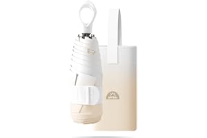 EKUW Mini Compact Folding Travel Umbrella with Ring Handle and Storage bag/Gradient Color/6 * 2Ribs/UV Protection/Sun Rain/Lightweight Small/Handbag/Teflon Coating/Women Kids