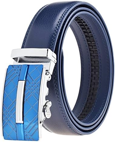 QISHI YUHUA Mens Casual Business Leather Belts Blue Ratchet Belts(176,110)