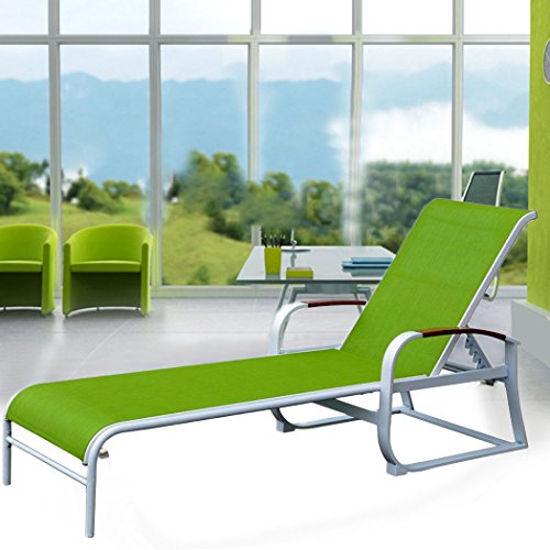 Liege Garten Gartenliege Sonnenliege Relaxliege Liegestühle Liegestuhl Grün Relax Sonnenbad Verstellbar Stahl XXL 217 x 57,5 x 33 cm - 2