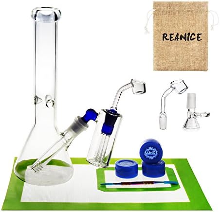REANICE SUPER Recycler Glass Bongs simple cheap bubbler 14.5mm bong bowl Height 27cm Straight Pipes Honeycomb Branch Water Oil Rigs With Accessories Transparent
