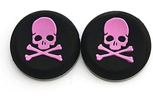 AMBERTOWN Silicone Thumb Stick Grip Cap Joystick Thumbsticks Caps Cover for PS4 Xbox One PS3 Xbox 360 PS2 Game Controllers (Pink Skull)