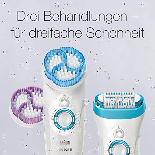 Braun Silk-épil 9 SkinSpa Epilierer 9-969e, mit Peeling- und Gesichtsreinigungsbürste, weiß/türkis - 2