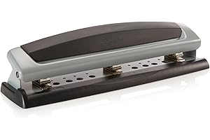 Swingline 3-Lochstanzer, 10 Blatt Kapazität, Dreilochstanzer, 3 Ringe, verstellbar, 2–3 Löcher, Precision Pro, Schwarz und Silber (74037)