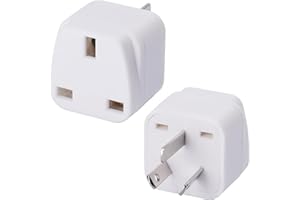 Wirafix 2 Pack UK to Australia Plug Adapter, New Zealand Plug Adaptor, UK to China Plug Adapter, Grounded Travel Adapter for Australia New Zealand China Fiji Argentina and More, White(Type I)