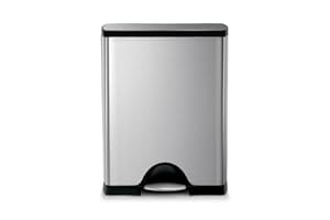 simplehuman CW1816 poubelle rectangulaire à pédale, poubelle de cuisine, acier inoxydable brossé, 50 litres