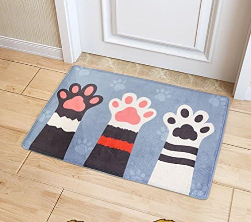 PRAGOO Cute Cat Paws Doormat Soft Home Welcome Mat Absorbent Foot Mat Antislip Washable