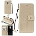 Produktbild Owbb Hülle für Lenovo ZUK Z2 Pro (5.2 zoll) PU Ledertasche Flip Cover Wallet Case mit Stand Function Innenschlitzen Design Schmetterling Baum Katze Prägung Gold