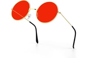 PROUSKY Round Hippie Glasses Retro Rose Gold Frame Sunglasses Candy Color Vintage Glasses Lovely Street Shoot Party Glasses for Teen Girls Women