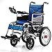 Produktbild RZBB Electric Wheelchair,Lite Aluminium Wheelchair, Lightweight and Foldable Frame, Attendant-Propelled Wheelchair, Portable Transit Travel Chair, with Pedals and Seats Standard,Blue