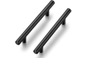 Ravinte 10 Pack Kitchen Cupboard Handles Black Cupboard Handles 96mm Hole Center T Bar Kitchen Handles Pulls for Cabinets and Drawers