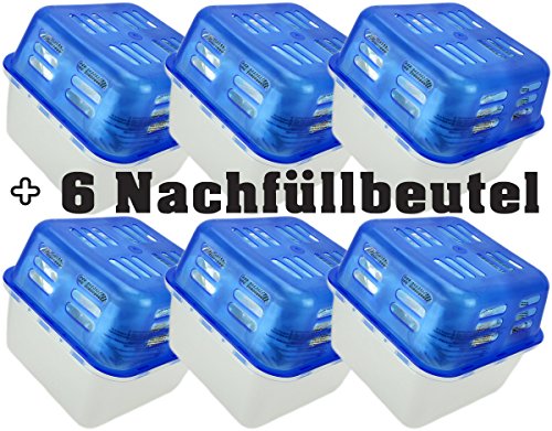6er Set XL Feuchtigkeitskiller 350ml - Raumentfeuchter, Chemie, + 350ml Nachfüllbeutel GRATIS