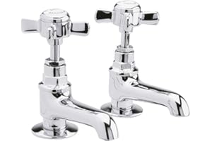 nuie I321XE Beaumont Traditional Bathroom Crosshead Handle Basin Taps, 115 x 40 x 115mm, Chrome