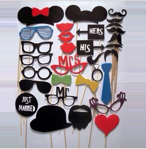 Ali88 ® 30 ballons de fête rouge 31 pièces photo panel moustache lèvres lunettes cravate chapeaux photo booth props partymitbringsel de mariage