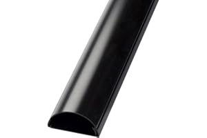 LOOPS 1m (100cm) – 30mm x 15mm Black Trunking | Half Round Cable Conduit Cover | HDMI AV TV Ethernet & Audio Wire Ducting | Wall Tidy Management | Self-Adhesive Backing *Easy Install* | Neat Skirting Home