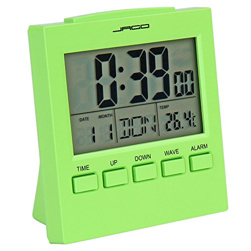 Jago Funkwecker Wecker mit Temperaturanzeige mit LCD-Display in vier verschiedenen Farben und LED-Hintergrundbeleuchtung inkl. Snooze-Funktion - 2