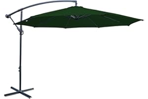GREEN BAY Greenbay 3m Garden Banana Parasol Patio Sun Shade Shelter Crank Hanging Rattan Cantilever Green