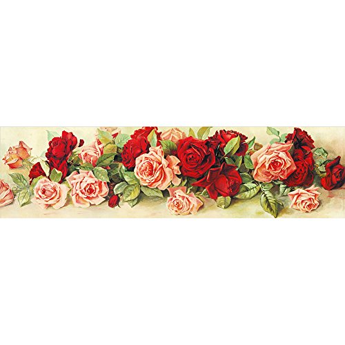 Demiawaking 5D Diamond DIY Rose Stickerei Malerei Kreuzstich für Wohnzimmer, Schlafzimmer, Arbeitszimmer usw. Haus Dekor Leinwand Groesse: 90*30cm/35.1*11.7inch - 2