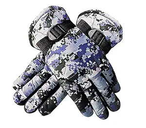 Navkar Crafts Warm Snow and Wind Proof Winter Gloves for Men Protective Warm Hand Riding, Cycling, Bike Motorcycle Gloves -Pair of 1 (Blue)