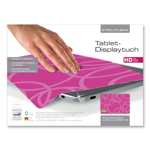 POLYCLEAN Design-Displaytuch für Tablets und Laptops - aus Microfaser P-9000® HD (23 x 17 cm, Circles pink)