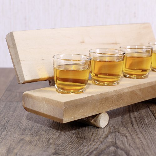 Cera & Toys® Holzbank mit 4 Schnapsgläser + gratis Gravur des Namens – Nicht lange schnacken - 5