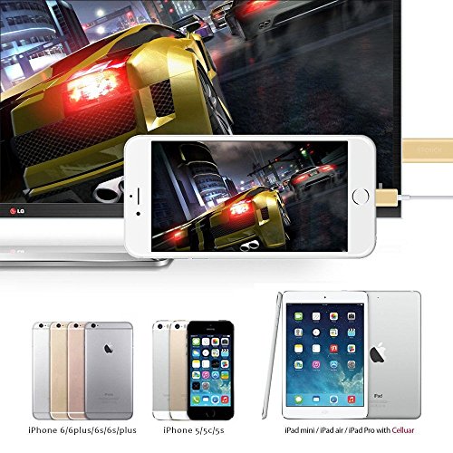 Camac MHL zum HDMI Kabel-Lightning zu 1080p HDTV Adapter Kabel 1,8 Meter für iPad iPhone 5 5C 5S 6 6s plus(iOS 8.0 oben und 3G / 4G Version, Personal Hotspot erforderlich) |Silber - 4