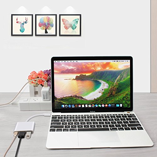 MEALINK USB 3.1 Typ-C Multiport Hub Adapter 3-in-1 USB-C Zum HDMI + USB3.0 + USB-C Ladeanschluss (PD Qucik Ladegerät) Adapterkabel für Apple Neues Macbook | Chromebook Pixel | Dell XPS 13 | Yoga 900 Lumia 950 | 950XL - 4