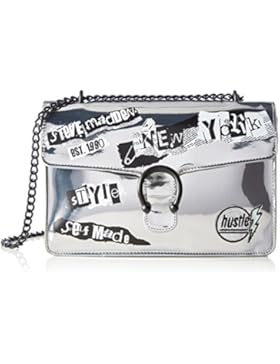 Steve Madden Damen Boakley Handbag Henkeltasche, Silber (Mirror Metallic), 9.5 x 20 x 30 cm