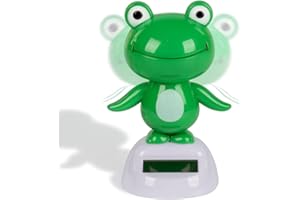 formano Solar Wackelfigur Frosch 6x10cm lustige Dekofigur solarbetrieben tanzend - Geschenkidee für Auto, Büro & Fensterbank - in transparenter Geschenkbox Solar, Keine Batterien nötig