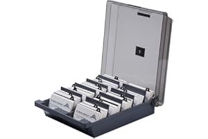 XEERUN Visitenkartenbox, 1000 Karten Visitenkarten Aufbewahrungs Box mit 8 Trennblättern und A-Z-Index-Registerkarten, Business Card Box, für Büros Schulen Krankenhäuser Anwaltskanzleien (Grau)