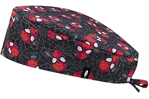 Robin Hat - Cuffia Chirurgica Donna e Uomo, Cuffietta Chirurgica Capelli Corti, Cuffie Sala Operatoria Regolabile, Cotone 100%, Sanitarie, Infermiera, Dentista, Taglia Unica, Black Spiderman