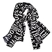 JewelryWe Lady Girl Womens Fashion Long Soft Wrap Shawl Pairs Letter Eiffel Tower Chiffon Scarf Scarves Stole (Black)