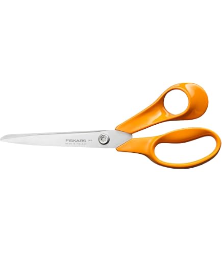 Forbici Da Ricamo Classic Fiskars 10cm - Lame Curve In Acciaio Inox, Manico Ergonomico, Destre E Mancine, Arancione