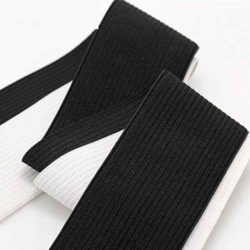 Meatilk 2pcs Long Flat Elastic Bands Springy Stretch Cord Spool for Knitting Sewing DIY Craft 4CM Wide Black and White 3M