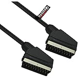 rhinocables Shielded Scart Cable, Gold-Plated Male to Male, RGB 21-Pin Scart Lead for AV Audio and Video Connector for TV, SK