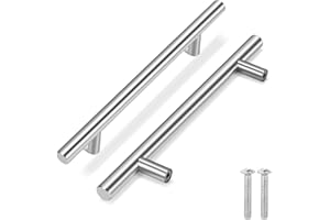 Flexzion Maniglia barra a T in acciaio inox con lunghezza 7 pollici / 18 cm (5 pollici / 13 cm al centro del foro) Set di ferramenta accessori per cucina armadio cassetto apparecchio per mobili